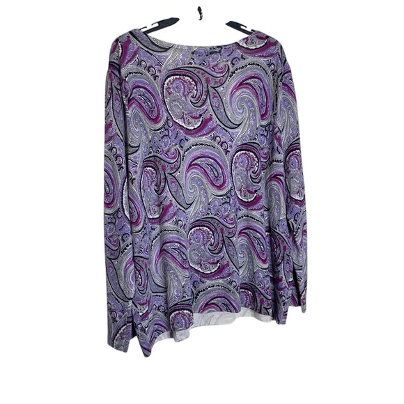 Talbots Purple Paisley Pure Merino Wool Lightweight Sweater 3X Petite GUC - Picture 8 of 8